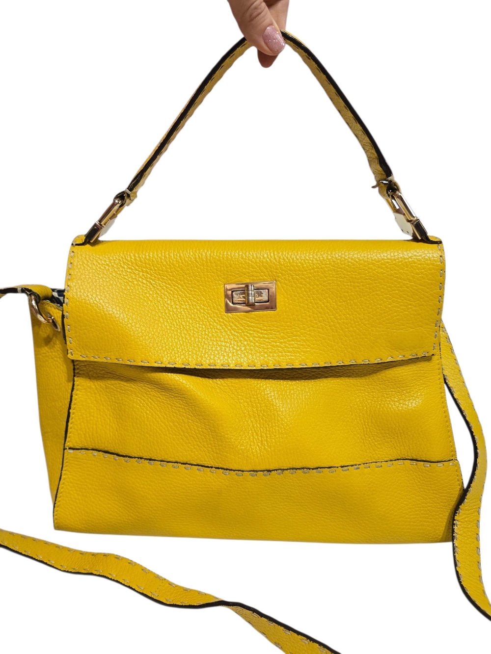 Boden Bright Mustard Yellow Leather Top-Handle Crossbody Bag Tote
